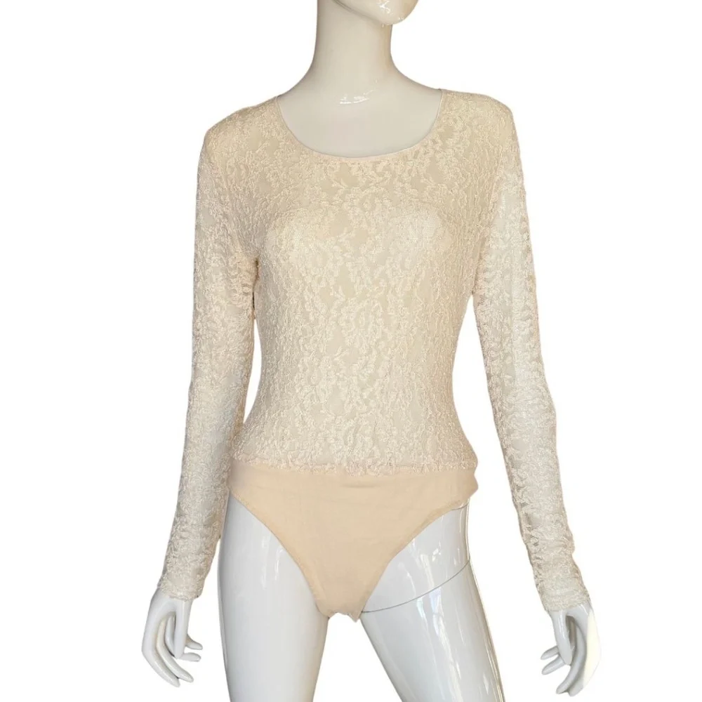 Ann Taylor (Original Ann Taylor) Ivory Lace Bodysuit Size Large